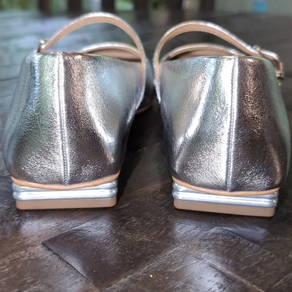 NWT - Franco Sarto Tinsley Metallic Silver Ballet Flats - Picture 11 of 11